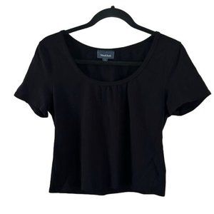 Modcloth Black Short Sleeve Crop Top, Sz Large
